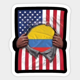 Colombia Flag American Flag Ripped - Gift for Colombian From Colombia Sticker